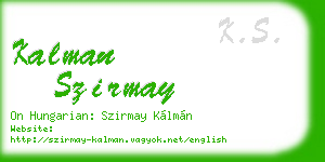 kalman szirmay business card